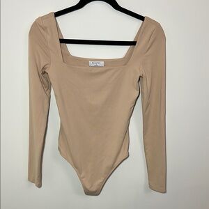 Babaton Tan Long Sleeve Bodysuit